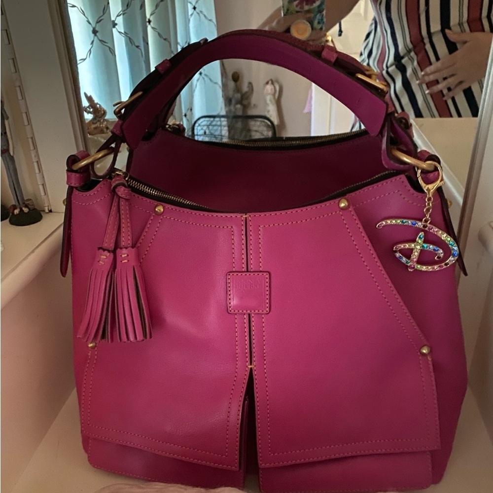 Dooney & Bourke Fuchsia Leather Tassel Shoulder Bag